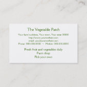 Carte de visite de légumes (Dos)