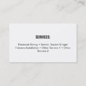 Carte de visite de l'électricien pour le câblage e (Dos)