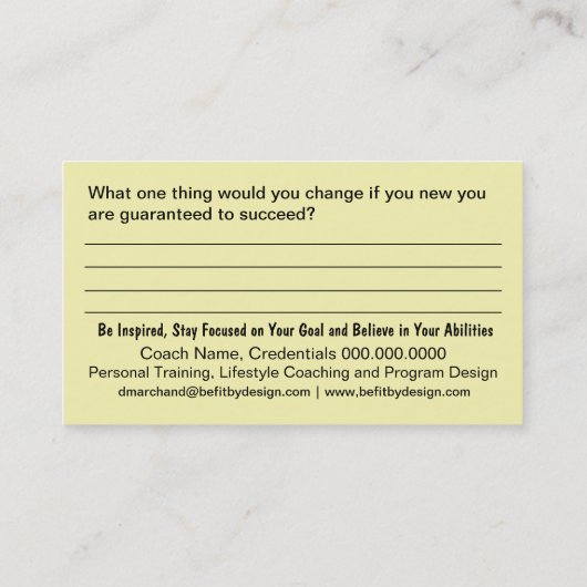 Carte de visite de l'encadrement de vie (Dos)