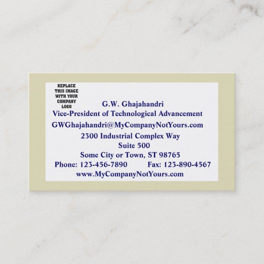 Carte de visite de l'énoncé de mission de la front (Devant)