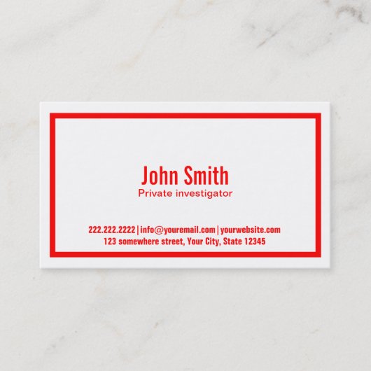 Carte de visite de l'enquêteur frontalier rouge (Devant)