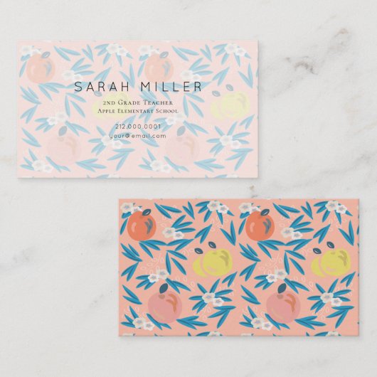 Carte de visite de l'enseignant de modèle floral P (Devant / Derrière)
