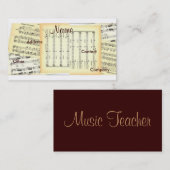 Carte de visite de l'enseignant de musique - perso (Devant / Derrière)