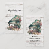 Carte de visite de l'enseignant de piano rustique  (Devant / Derrière)