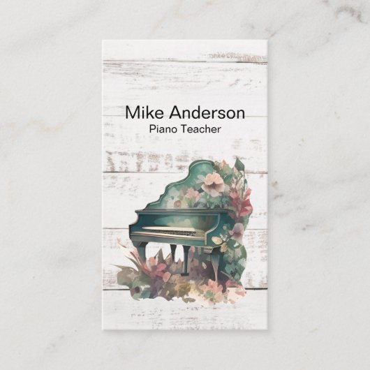 Carte de visite de l'enseignant de piano rustique  (Devant)