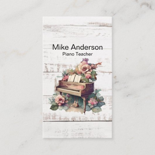 Carte de visite de l'enseignant de piano rustique  (Devant)