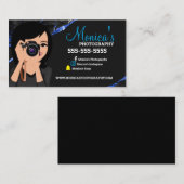 Carte de visite de lentille de photographe rose et (Devant / Derrière)