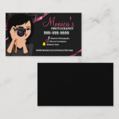 Carte de visite de lentille de photographe rose et (Devant / Derrière)