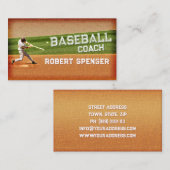 Carte de visite de l'entraîneur de baseball (Devant / Derrière)