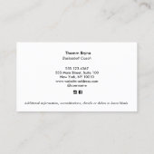 Carte de visite de l'entraîneur de basket-ball (Dos)