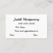 Carte de visite de l'entraîneur de chiens (Dos)