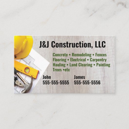 Carte de visite de l'entrepreneur (Devant)