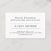 Carte de visite de l'entrepreneur de travaux de ba (Dos)