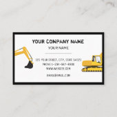 Carte de visite de l'entrepreneur en excavation de (Dos)