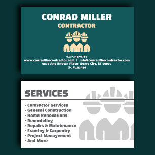 Carte de visite de l'entrepreneur général Corporat