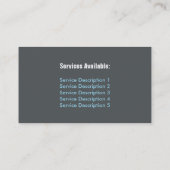 Carte de visite de l'entreprise de services de pei (Dos)