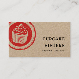 carte de visite de l'estampille rouge de cupcakes