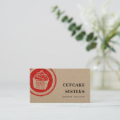carte de visite de l'estampille rouge de cupcakes  (Debout devant)