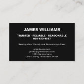 Carte de visite de l'herbe de soins de la pelouse (Dos)