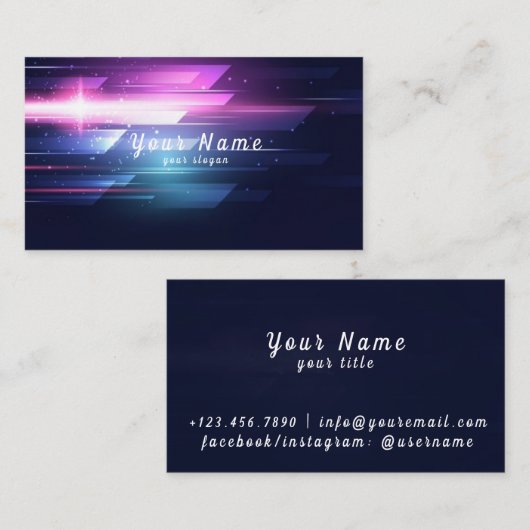 Carte de visite de lignes Neon (Devant / Derrière)