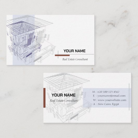 Carte de visite de l'immobilier d'architecture mod (Devant / Derrière)