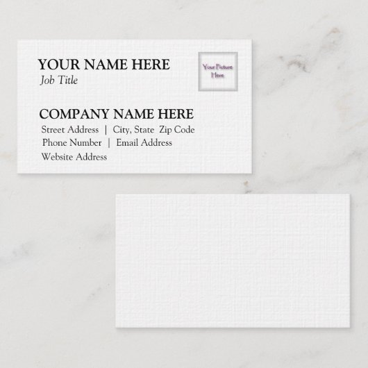 Carte de visite de lin blanc (Devant / Derrière)