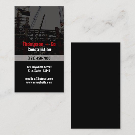 Carte de visite de l'industrie de la construction (Devant / Derrière)