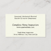 Carte de visite de l'inspecteur d'inspection à dom (Dos)