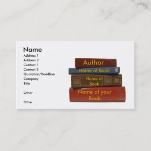Carte de visite de livre de romancier d'auteur
