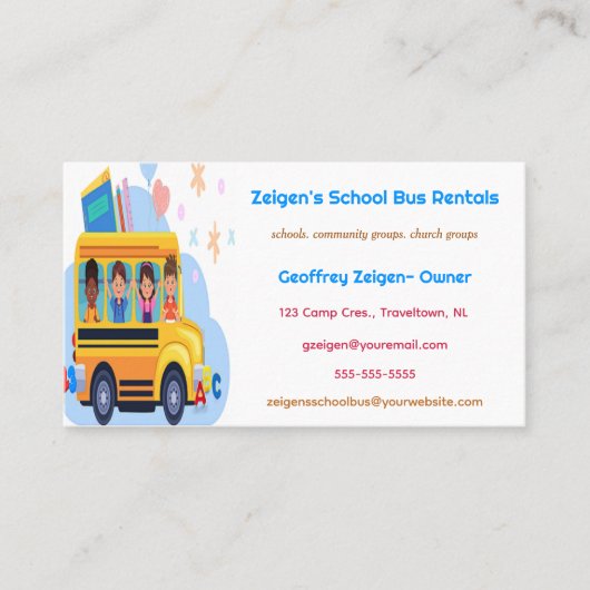 Carte de visite de location de bus scolaire modifi (Devant)