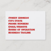 Carte de visite de location de costume (Dos)