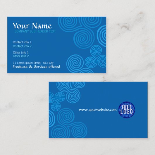 Carte de visite de logo Celtic Blue Curl (Devant / Derrière)