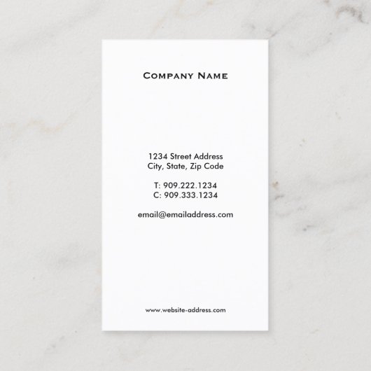 Carte de visite de logo d'avion (Dos)