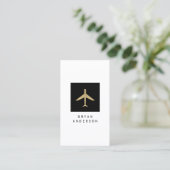 Carte de visite de logo d'avion de couleur d'or (Debout devant)