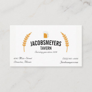 Carte de visite de logo de bière de taverne ou de
