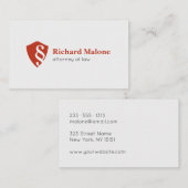 Carte de visite de logo de bouclier d'avocat (Devant / Derrière)