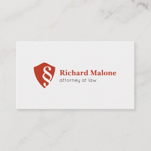 Carte de visite de logo de bouclier d'avocat (Devant)