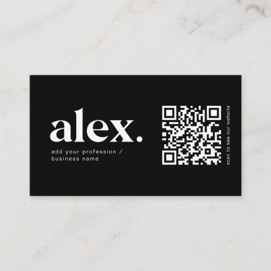 Carte de visite de logo de code QR noir et blanc m (Devant)