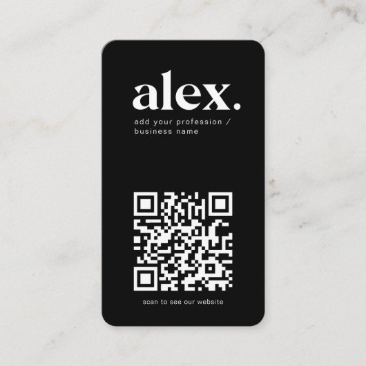Carte de visite de logo de code QR noir et blanc m (Devant)