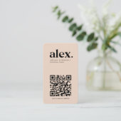 Carte de visite de logo de code QR rose vif modern (Debout devant)