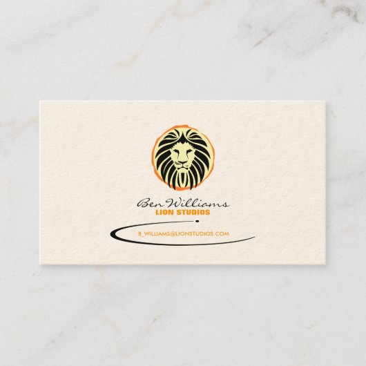 Carte de visite de logo de lion (contexte de Sun) (Devant)