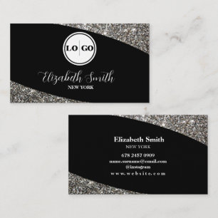 Carte de visite de logo en argent et noir