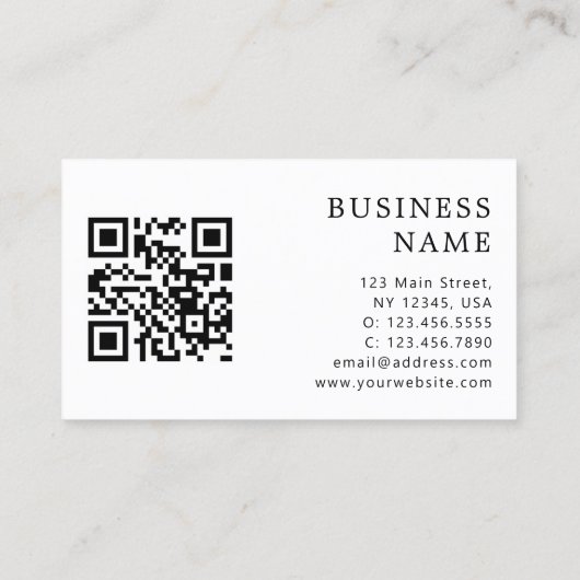 Carte de visite de logo minimal du code QR (Dos)