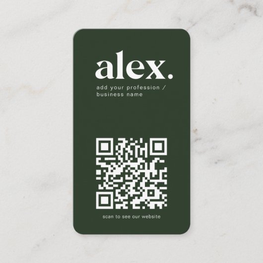 Carte de visite de logo moderne Dark Green QR Code (Devant)