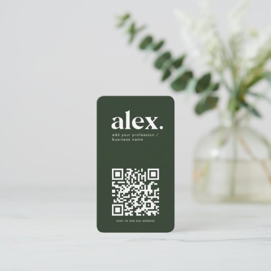 Carte de visite de logo moderne Dark Green QR Code (Debout devant)