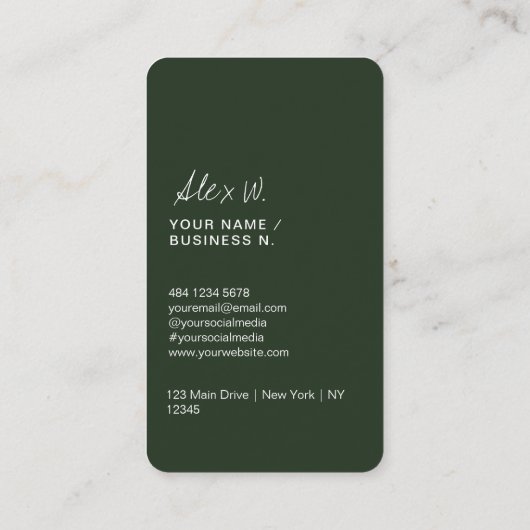 Carte de visite de logo moderne Dark Green QR Code (Dos)