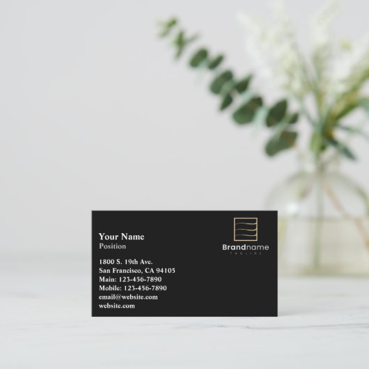 Carte de visite de logo noir professionnel (Debout devant)