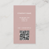 Carte de visite de logo QR à balayage rose Dusty (Dos)