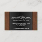 Carte de visite de loi - mandataire élégante noire (Dos)