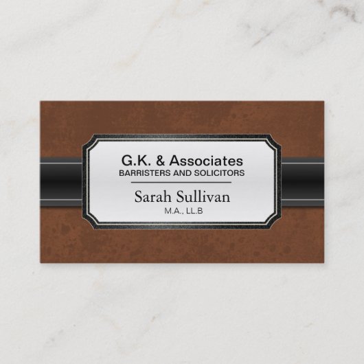 Carte de visite de loi - mandataire élégante noire (Devant)